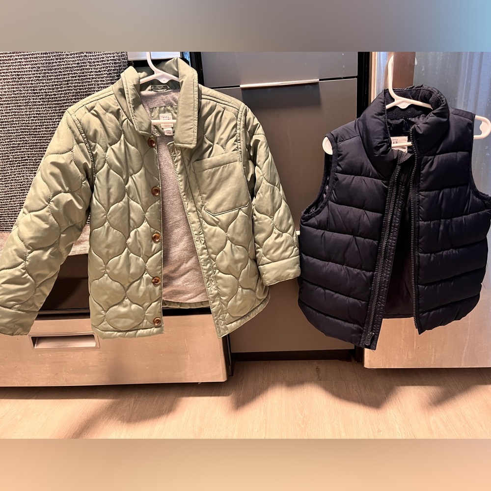 Stylish Kids' GAP Quilted Jacket and Vest Set - Green and Navy